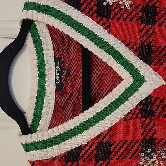 George Holiday UGLY Christmas Vneck sweater - Picture 2 of 7